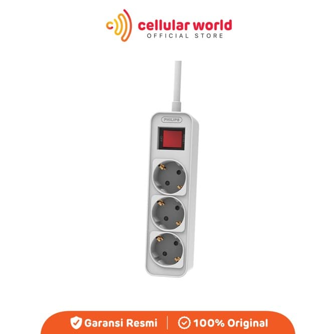 Philips CHP2134W Power Strip 3 Socket 1.5m -White [Garansi Resmi