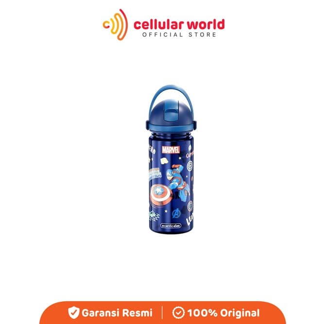 Tumbler Ecentio 550ML Children Plastic Water Bootle Captain America - Blue [Garansi Resmi]