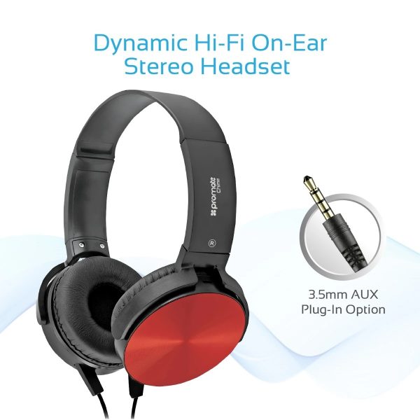 Wired Headset Rotatable Over Ear Stereo Merah PROMATE