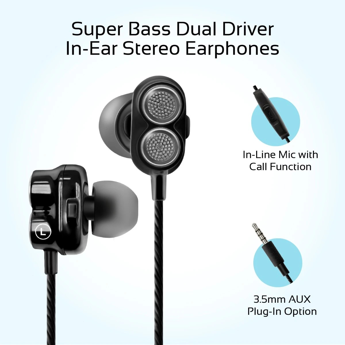 Jual Wired Earphone Double Bass Stereo 