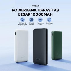 Robot Powerbank RT180S 10000mAh Dual Input Output 12W Type-C Black
